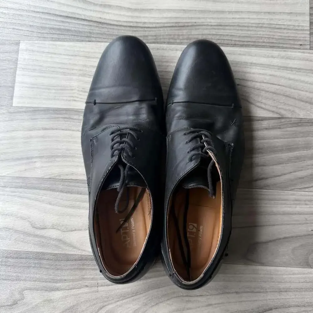 Apt. 9 Black Leather Cap Toe Oxford Lace Up Shoes